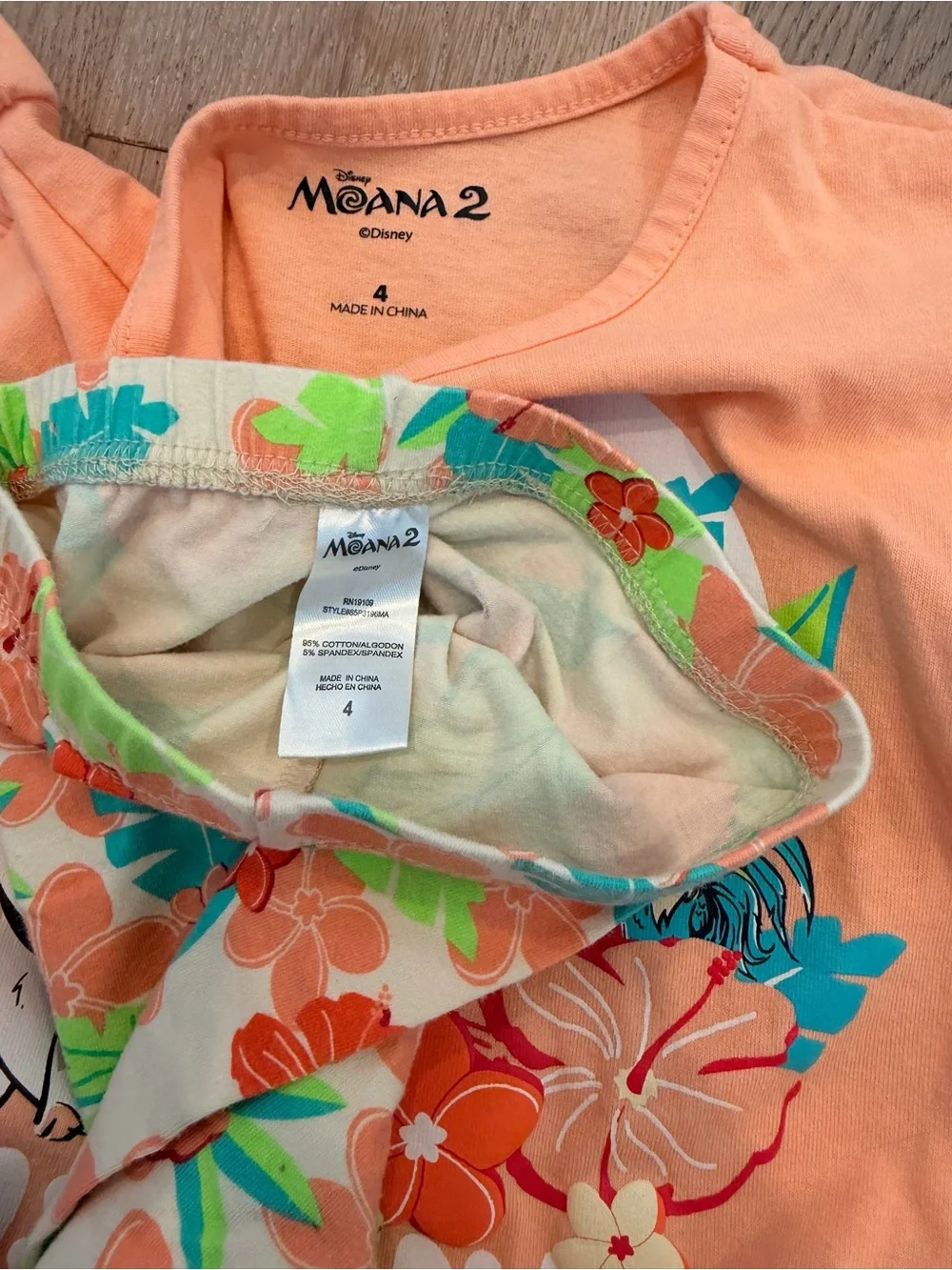 Disney Moana 2 Girls Peach 'Island Pals' Matching Set